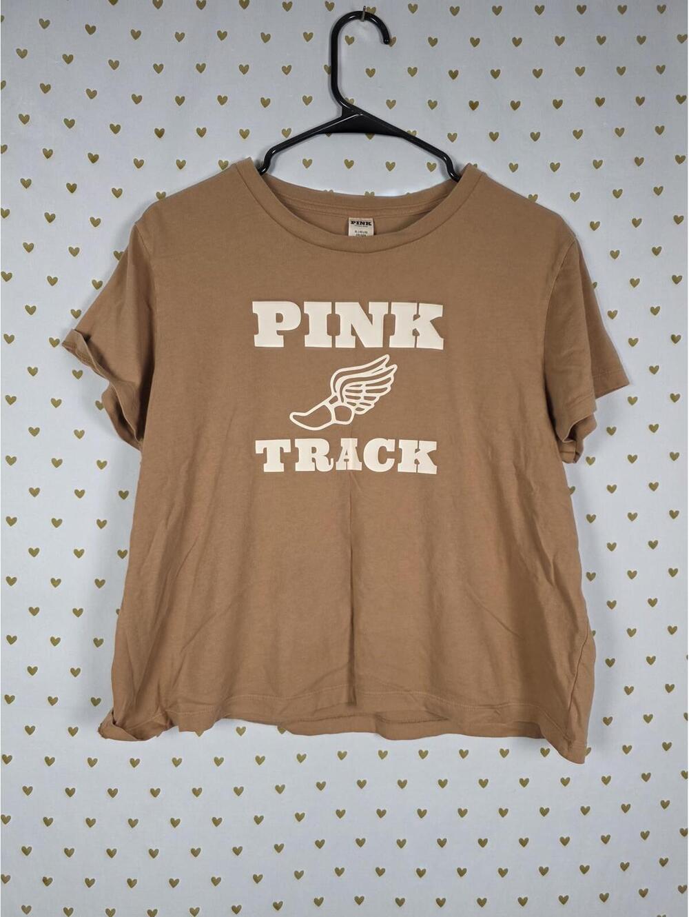 Victorias Secret PINK TRACK Tee Shirt XL Brown Top